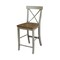 International Concepts Round 36 in Rd Extension Dining Table, 4 X-Back Counter Ht Stools, Hickory/Stone, 36 W, 48 L, Wood K41-36RXT-27B-S6132-4 - alternate 2